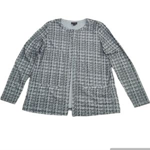 J. Jill cardigan sweater black white stretch long sleeve hook & eye Size L